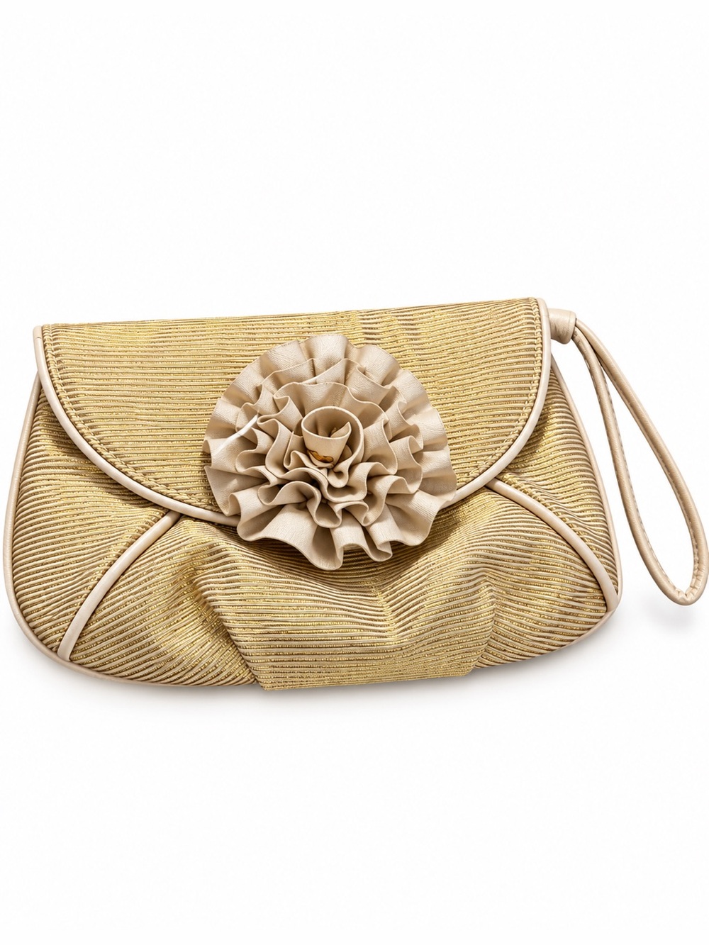 Loeffler Randall for Target Gold Metallic Rosette Wristlet Clutch